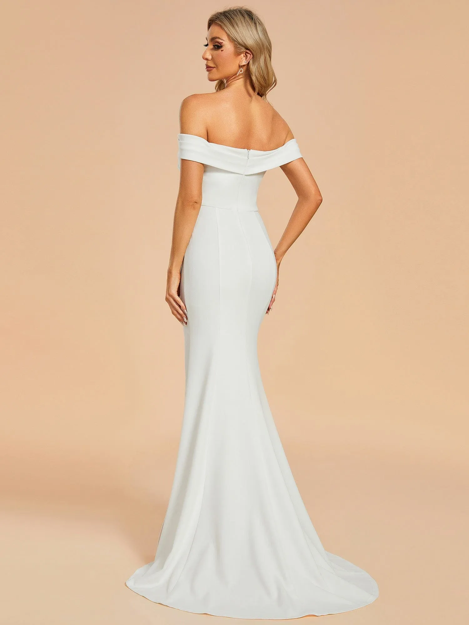 ITALISSE'S BRIDE|Off Shoulder Pleated Mermaid Wedding Dress featuring High Slit sold by Ever Pretty product image thumbnail 2