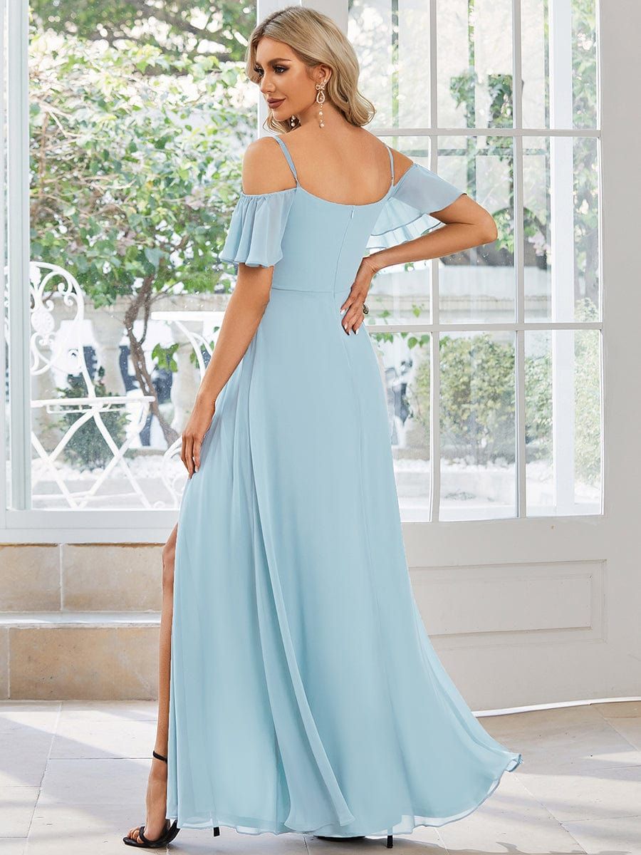 Flowy Cold Shoulder Flare Sleeves Bridesmaid Dress with Side Slit sold by Ever Pretty product image thumbnail 2