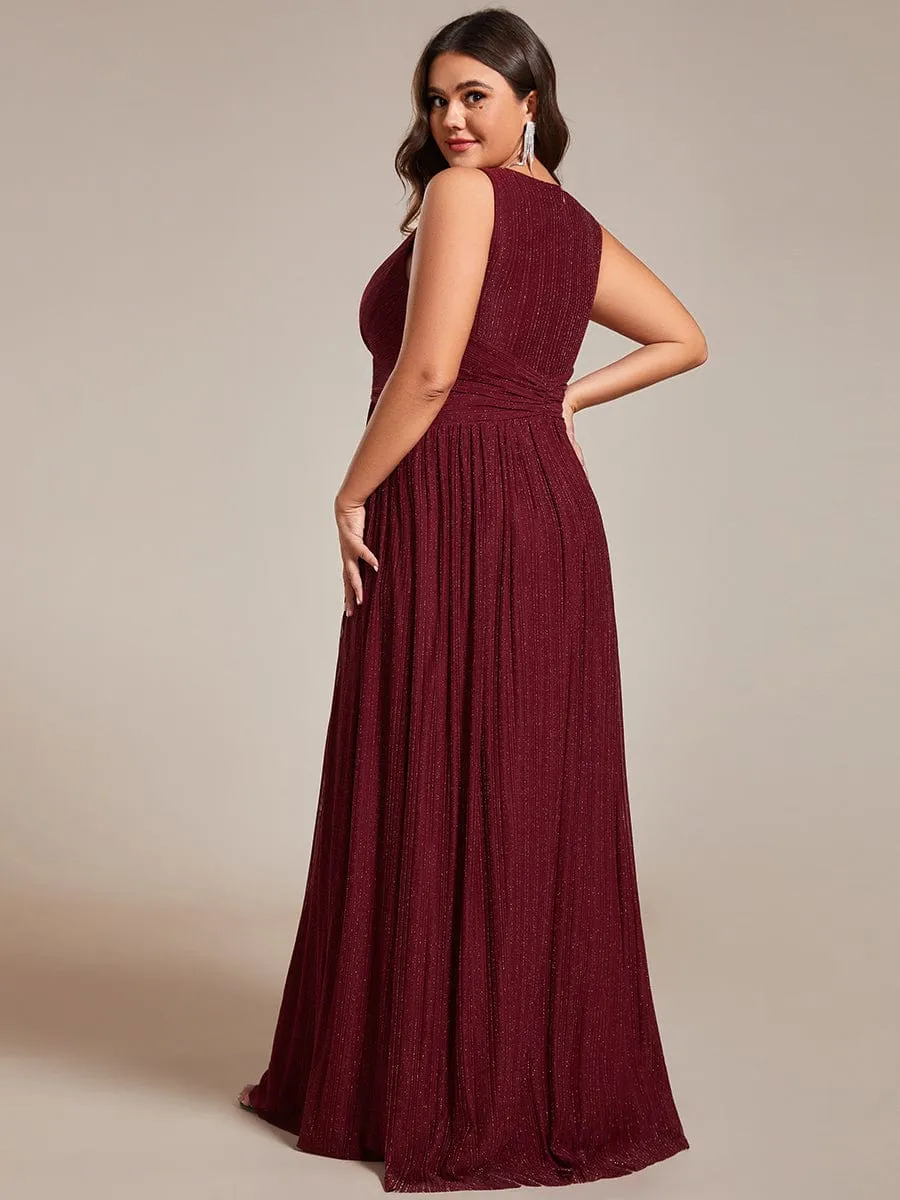 Plus Size Sleeveless V-Neck Pleated A-Line Formal Evening Dress sold by Ever Pretty product image thumbnail 4