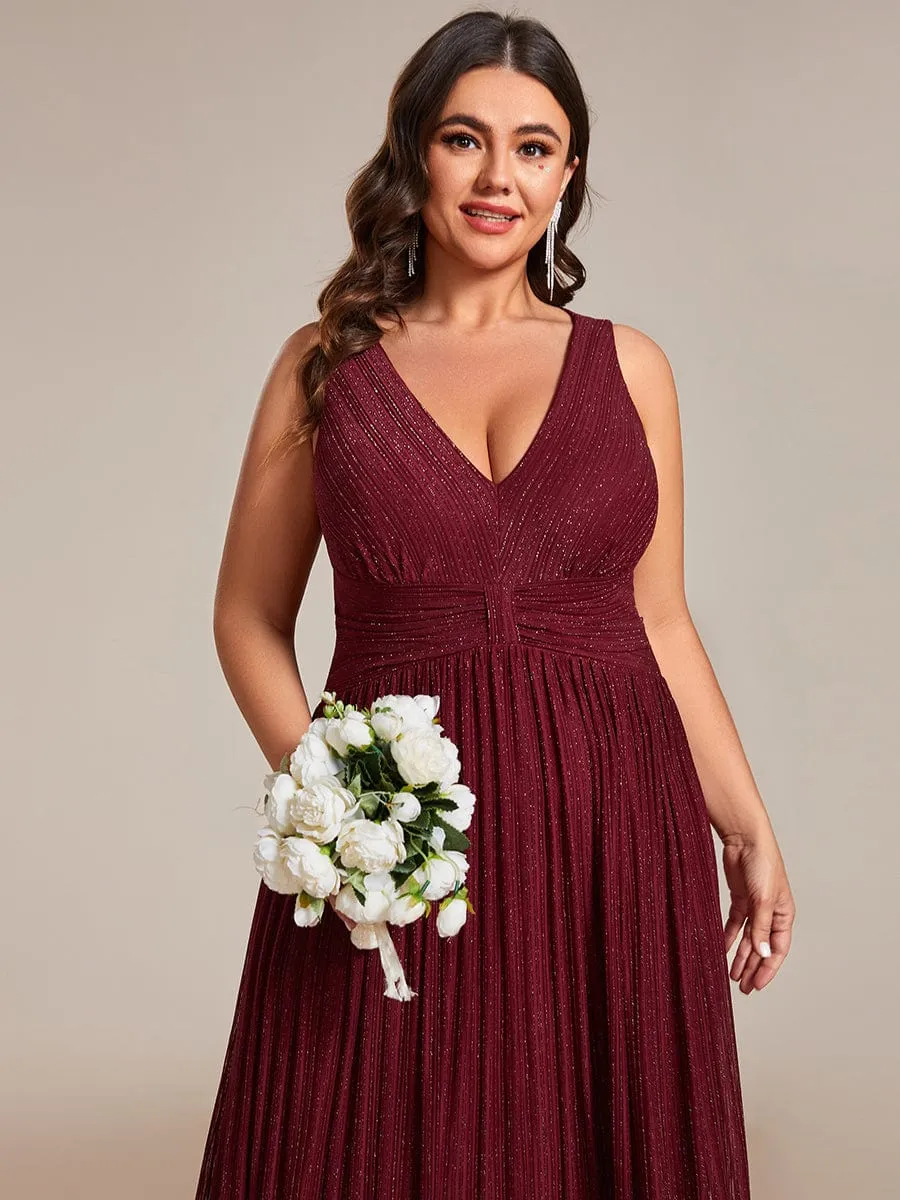 Plus Size Sleeveless V-Neck Pleated A-Line Formal Evening Dress sold by Ever Pretty product image thumbnail 5