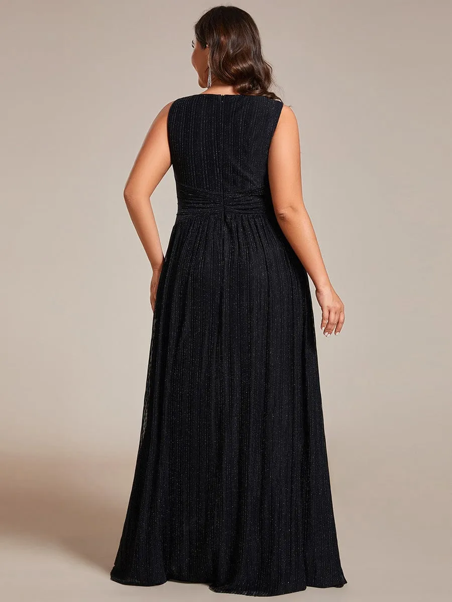 Plus Size Sleeveless V-Neck Pleated A-Line Formal Evening Dress sold by Ever Pretty product image thumbnail 2