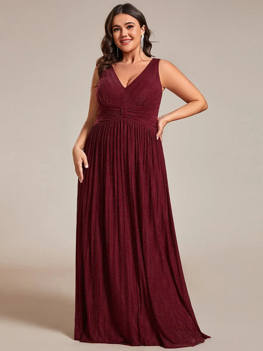 Plus Size Sleeveless V-Neck Pleated A-Line Formal Evening Dress sold by Ever Pretty product image thumbnail 3