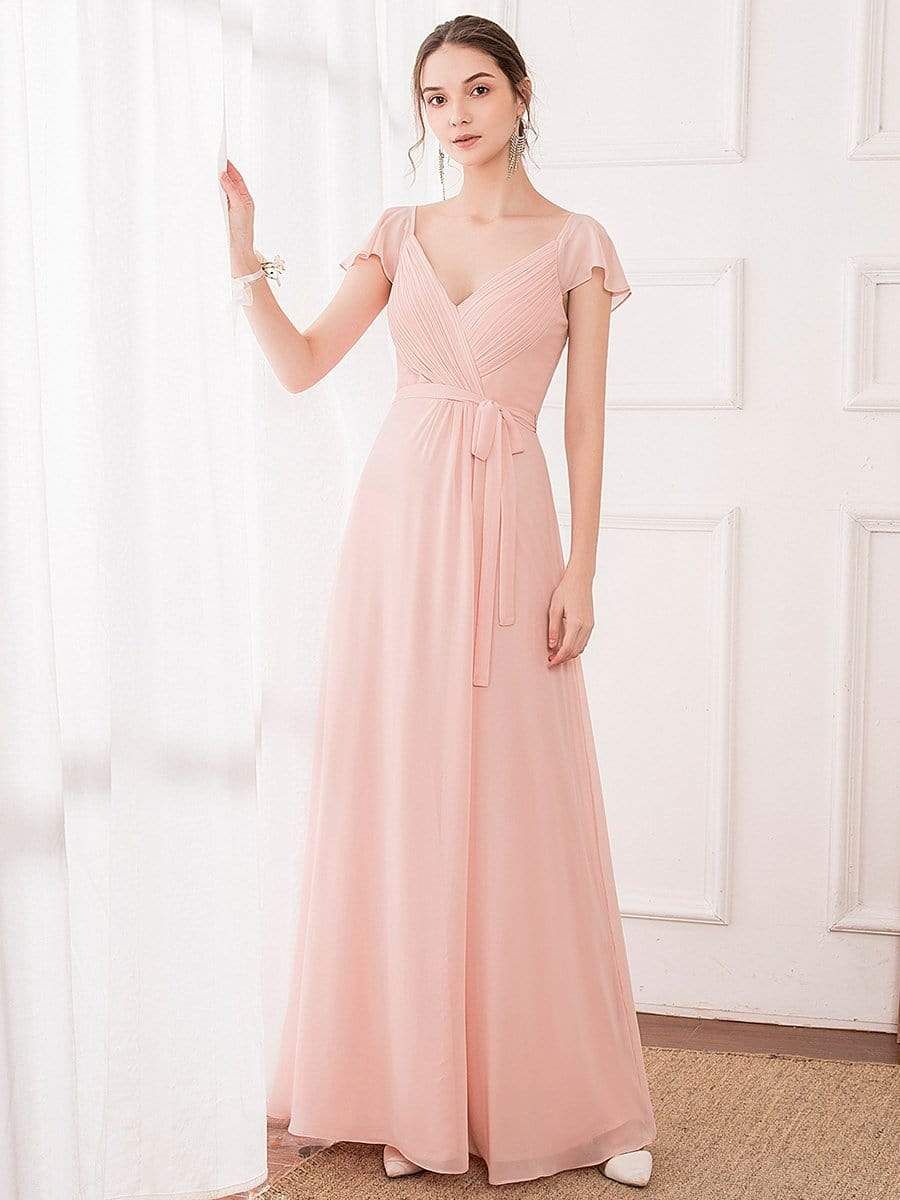 Women's Elegant A-Line Ruffles Sleeve Chiffon Bridesmaid Dress sold by Ever Pretty