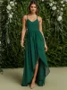 Chiffon Spaghetti Strap Ruffled Front Slit A-Line Bridesmaid Dress sold by Ever Pretty