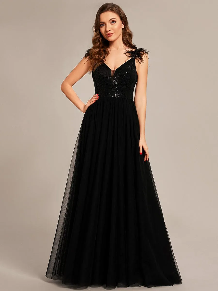 Custom Size Faux Feather High Slit Prom Dress Bodice With Sequin sold by Ever Pretty product image thumbnail 4