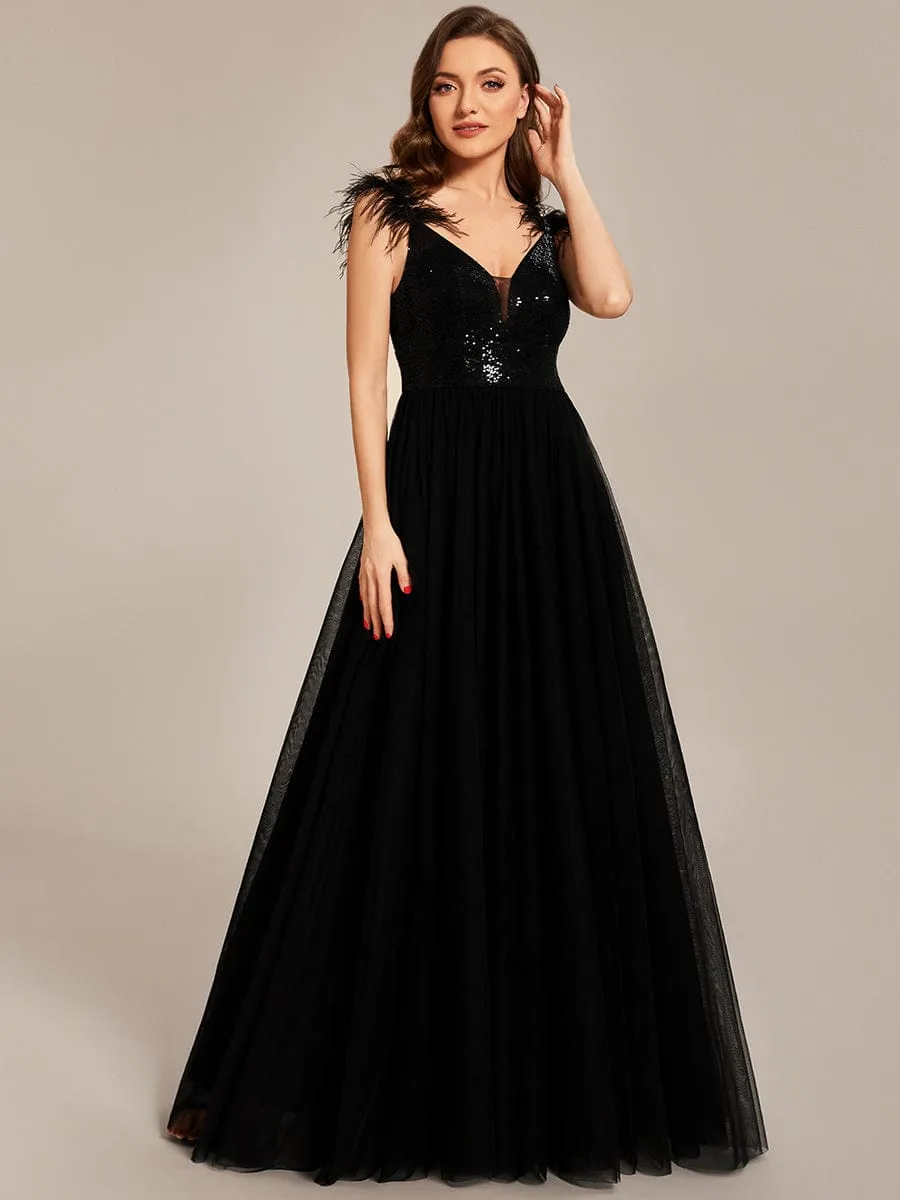 Custom Size Faux Feather High Slit Prom Dress Bodice With Sequin sold by Ever Pretty product image thumbnail 5