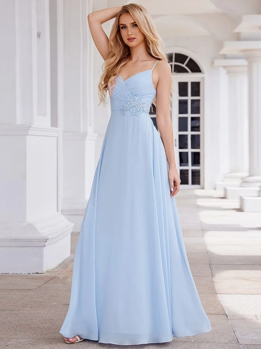 ever PAIGE|Elegant A-Line Applique Waist Sleeveless Bridesmaid Dress with V-Neck sold by Ever Pretty product image thumbnail 5