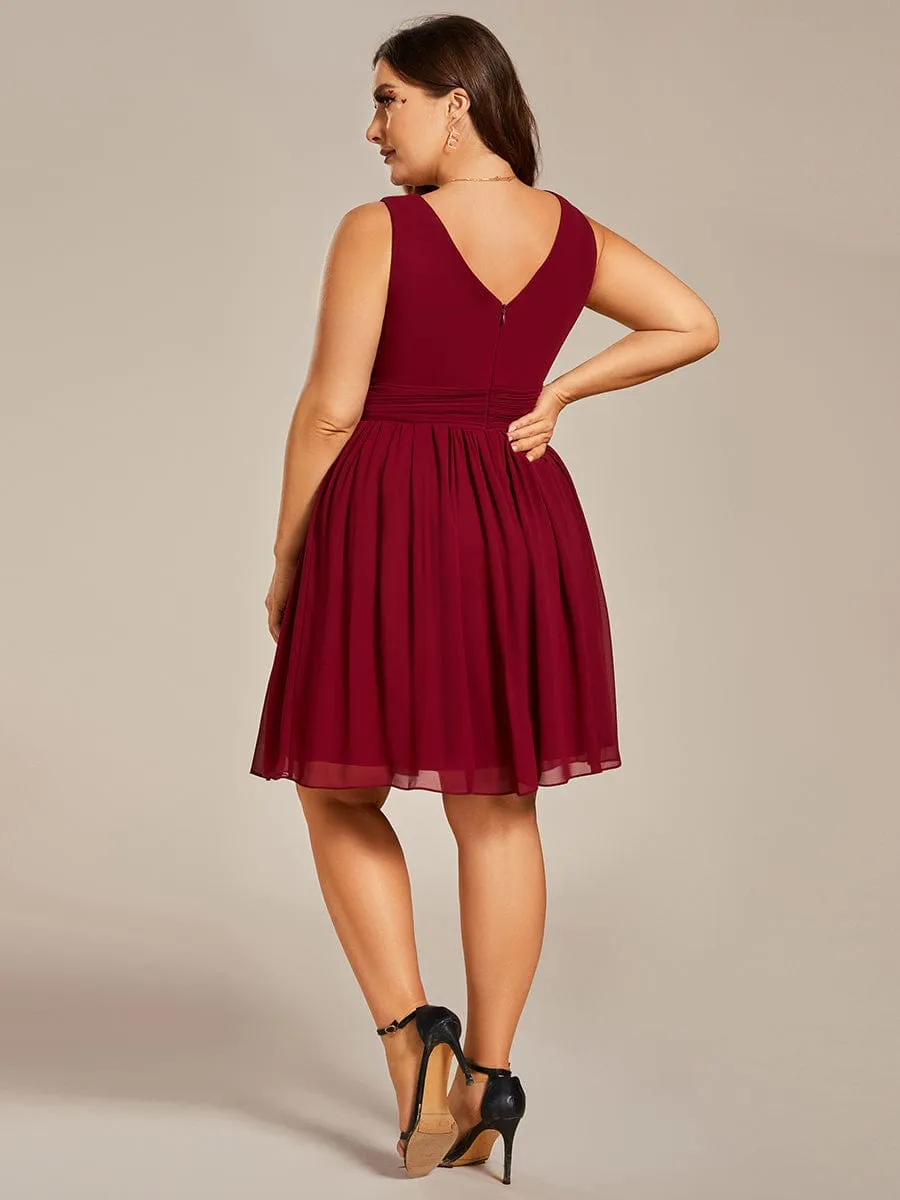 Plus Size Chiffon Sleeveless V Neck Short Bridesmaid Dress sold by Ever Pretty product image thumbnail 2