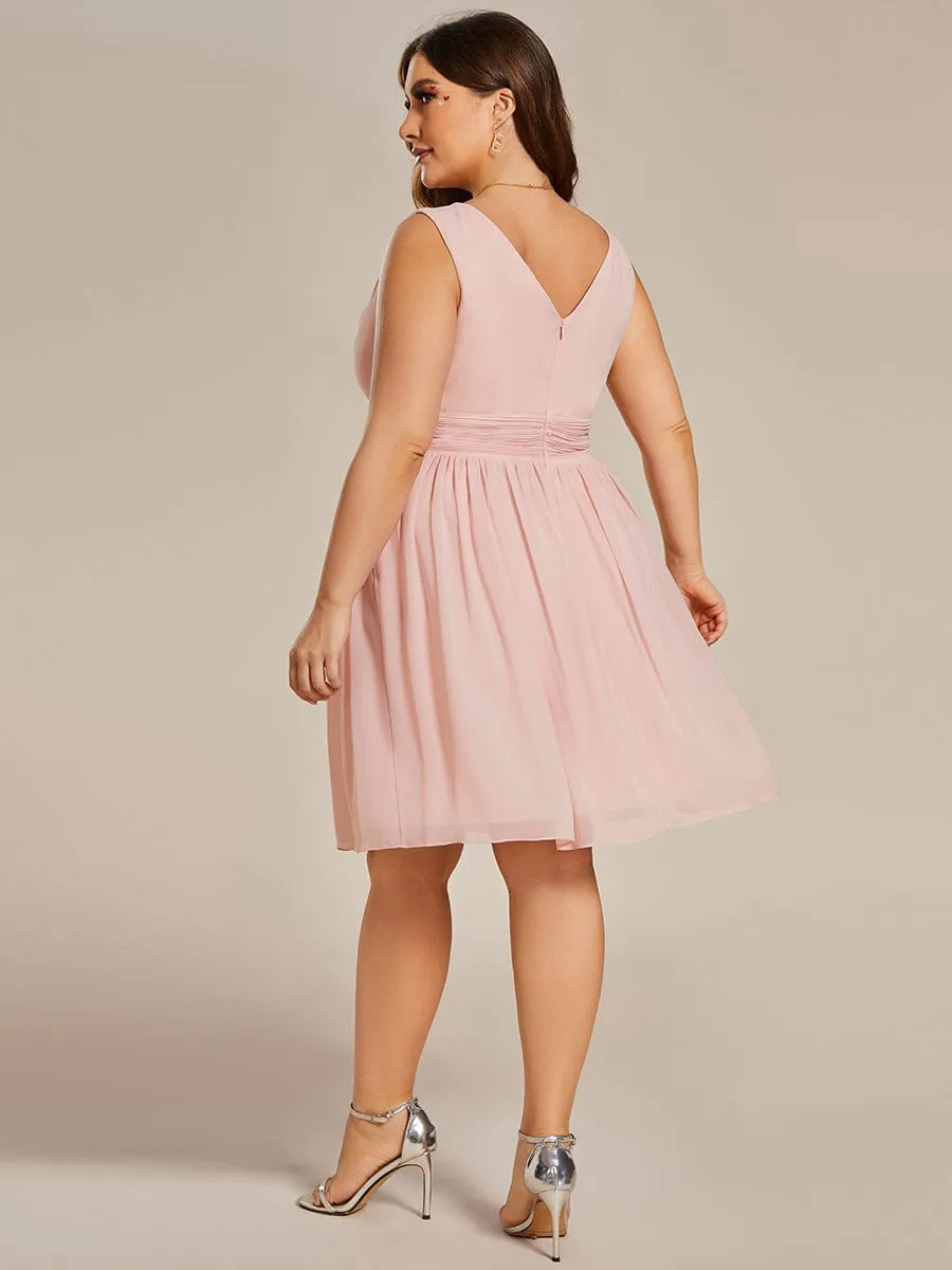 Plus Size Chiffon Sleeveless V Neck Short Bridesmaid Dress sold by Ever Pretty product image thumbnail 4