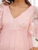 Flutter Sleeve Floor-Length Embroidery Maternity Dress sold by Ever Pretty