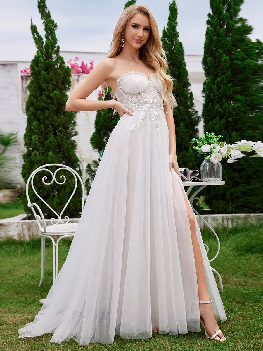 ESPÉRIS'S BRIDE|Strapless Corset See-Through Back Lace-Up A-Line Wedding Dress sold by Ever Pretty product image thumbnail 4