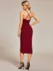 Elegant Pleated Tea Length High Stretch Backless Wedding Guest Dress sold by Ever Pretty