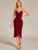 Elegant Pleated Tea Length High Stretch Backless Wedding Guest Dress sold by Ever Pretty