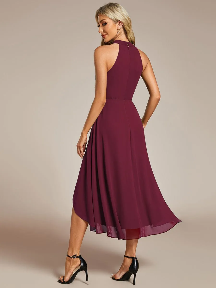 ever POSIE|Midi Halter Neck Chiffon Wedding Guest Dress with Sleeveless and A-Line sold by Ever Pretty product image thumbnail 2