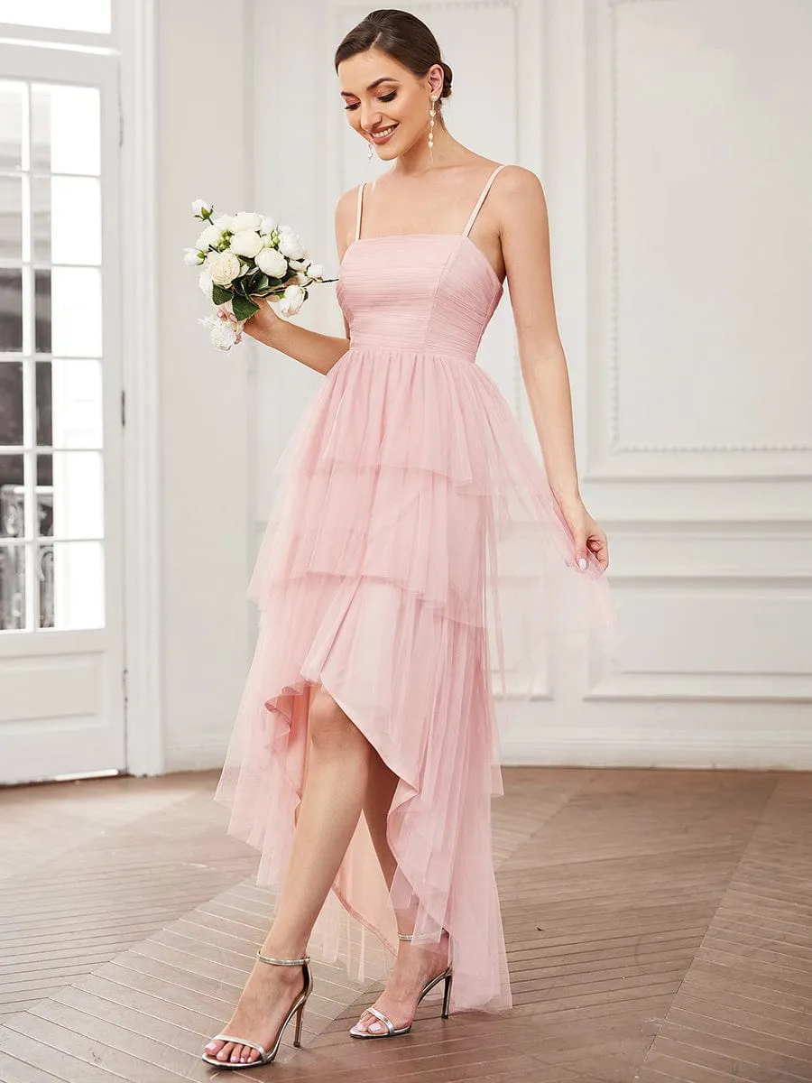 Tulle Spaghetti Strap Ruffled High-Low Bridesmaid Dress sold by Ever Pretty product image thumbnail 4