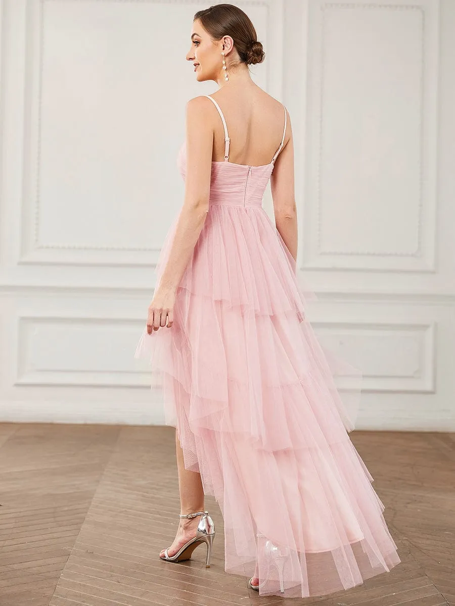 Tulle Spaghetti Strap Ruffled High-Low Bridesmaid Dress sold by Ever Pretty product image thumbnail 2