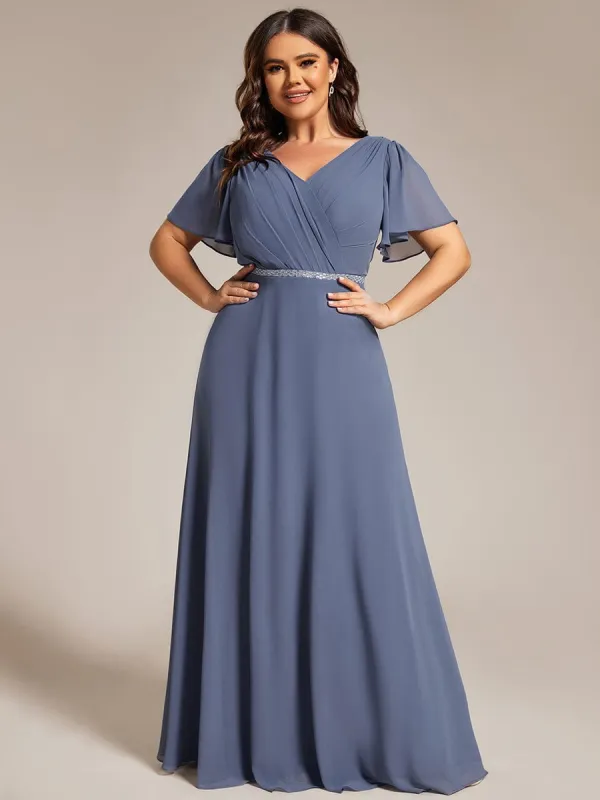 pretty LAYLAH|Plus Size Pleated A-Line Shiny Belt Chiffon Formal Evening Dress sold by Ever Pretty