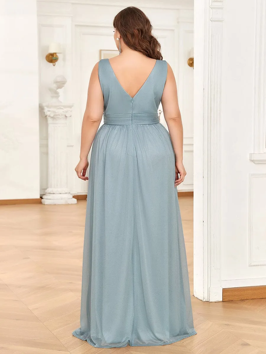 pretty STERLING|Double V Neck Maxi Long Plus Size Sparkly Evening Dresses for Party sold by Ever Pretty product image thumbnail 4
