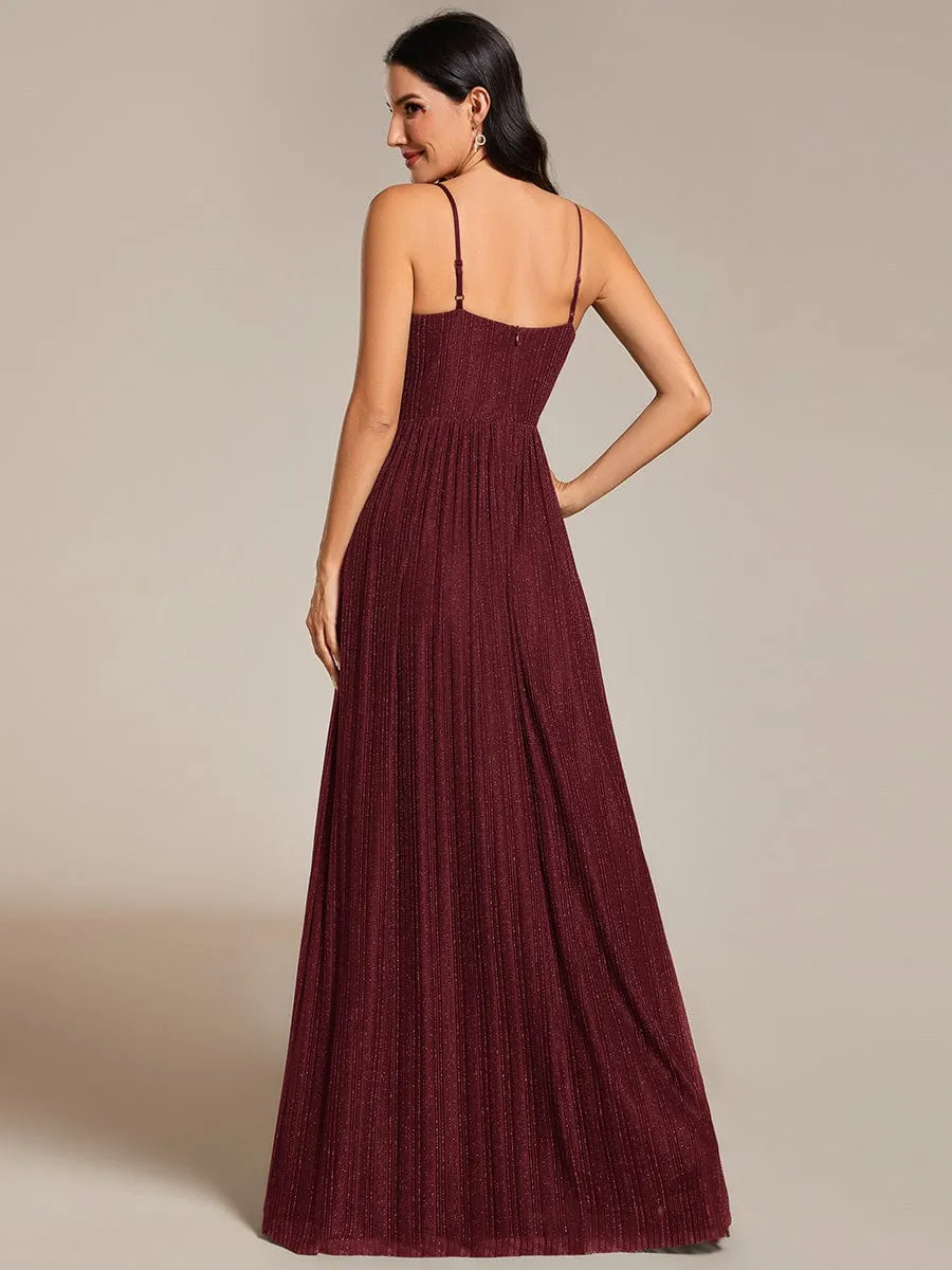 High-Waisted Glittering Spaghetti Straps Bridesmaid Dress with Pleated sold by Ever Pretty product image thumbnail 2