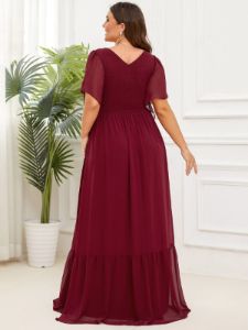 Plus Size Chiffon V-neck Ruffles Sleeve Evening Dress sold by Ever Pretty