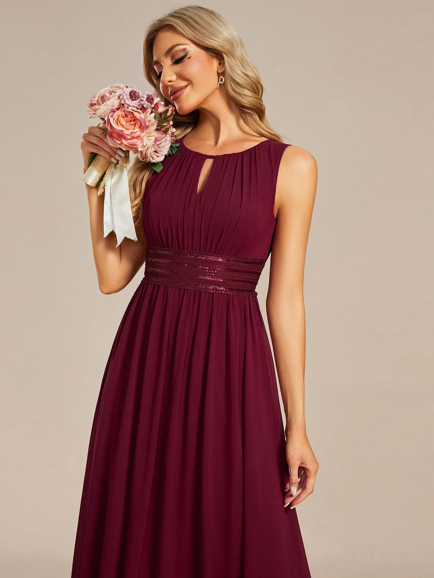 ever KALIA|Simple Sleeveless A-line Chiffon Bridesmaid Dress with Hollow Out Detail sold by Ever Pretty product image thumbnail 5