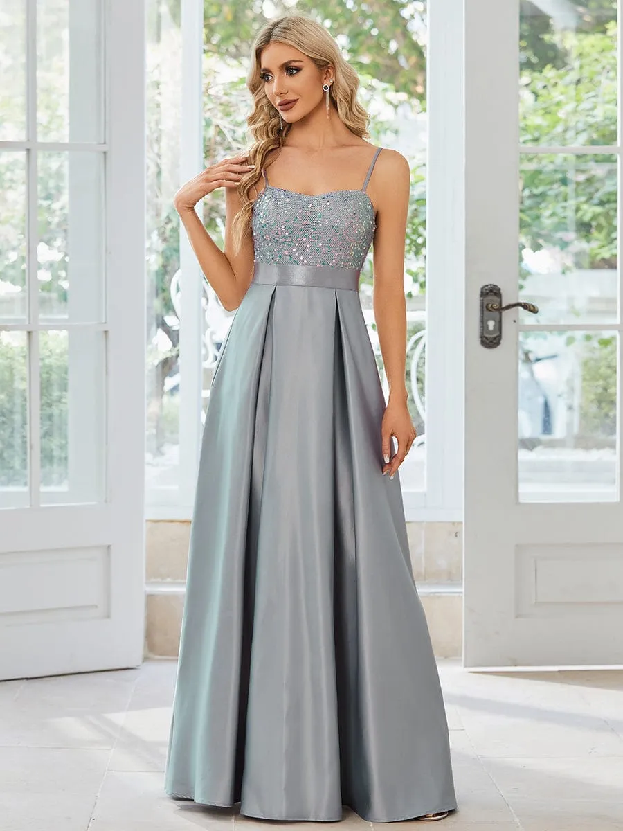 Spaghetti Strap Sequin Bodice A-Line Satin Prom Dress sold by Ever Pretty product image thumbnail 5