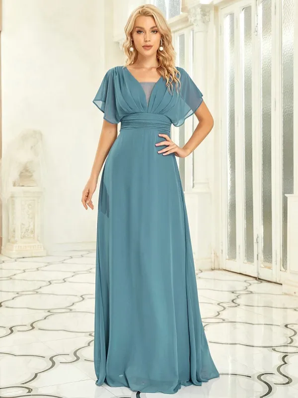 Women's A-Line Empire Waist Floor-Length Chiffon Evening Dress sold by Ever Pretty