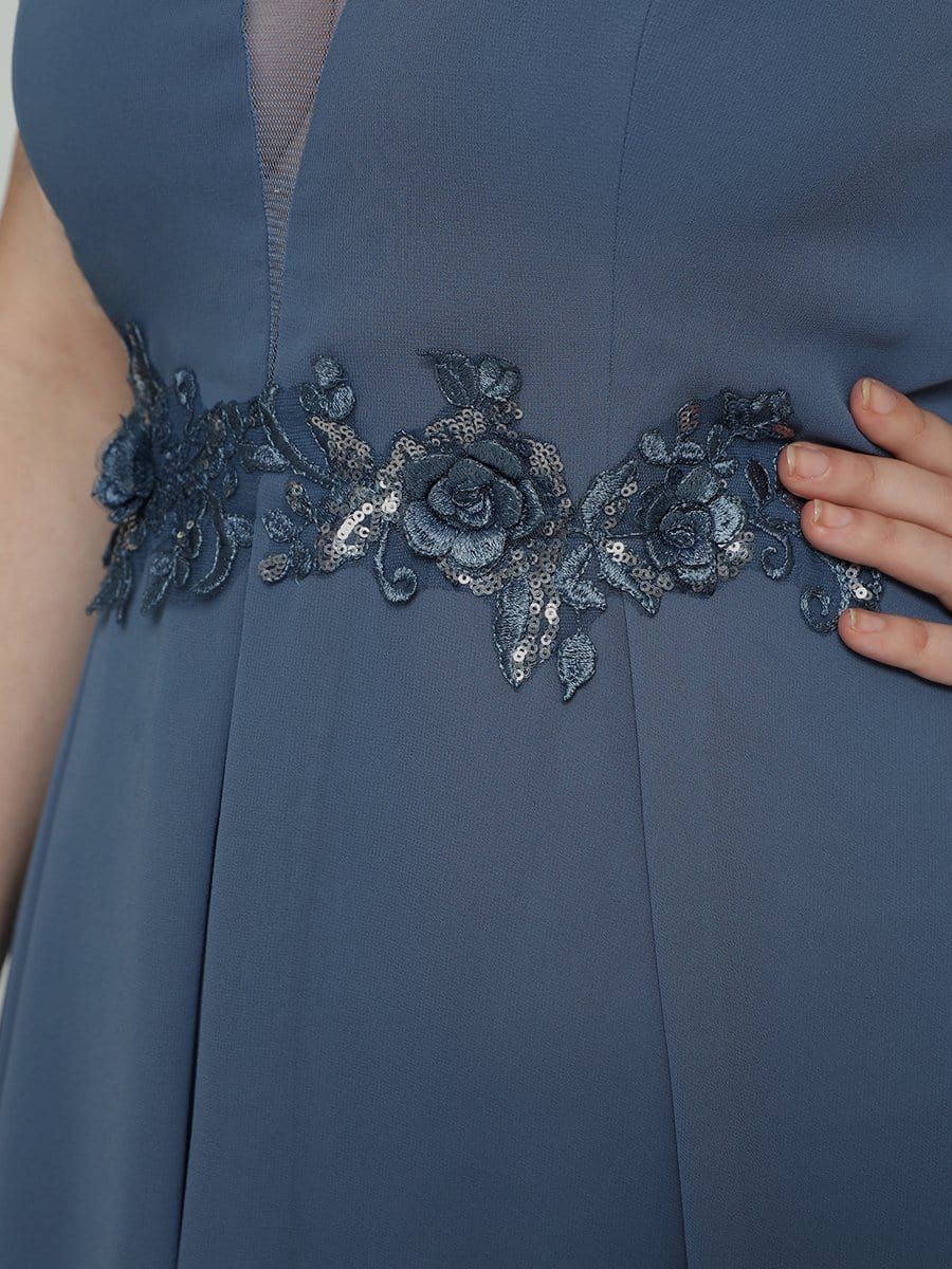 Plus Size V-Neck Sleeveless Floral Sequin High-Low Bridesmaid Dress sold by Ever Pretty product image thumbnail 3