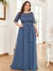 Elegant Lace Bodice Chiffon Evening Dress with Belt sold by Ever Pretty