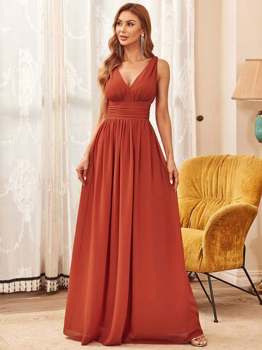 Elegant Sleeveless V-Neck Semi-Formal Chiffon Maxi Dress sold by Ever Pretty product image thumbnail 3