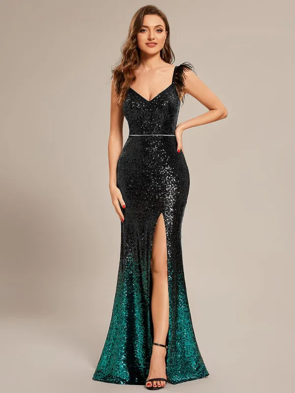 Custom Size Sequin Feather Lace-Up Mermaid Formal Dresses sold by Ever Pretty