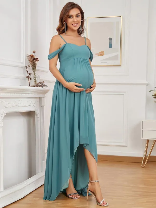 Chiffon High-Low Cold Shoulder Maternity Dress sold by Ever Pretty