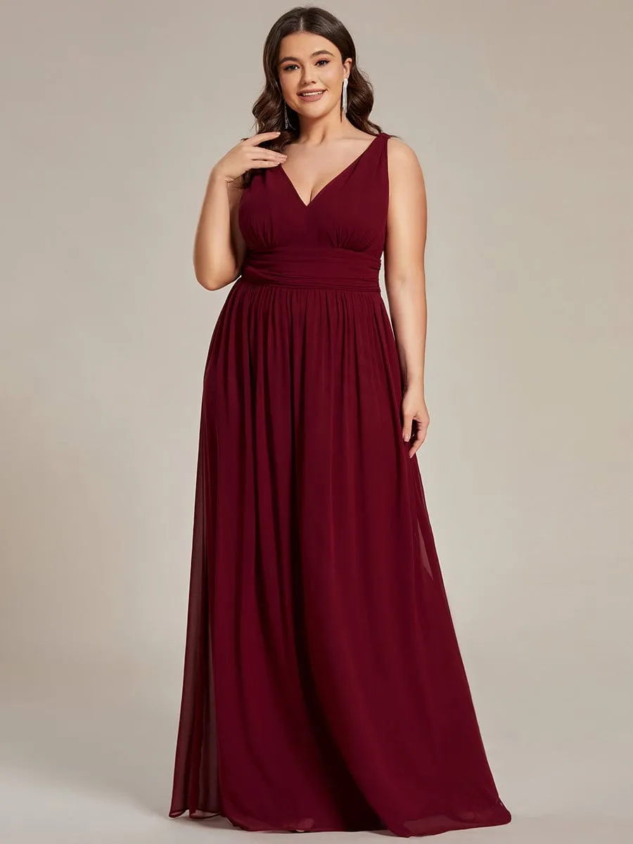 ever HUSH|Custom Size Chiffon Sleeveless V-Neck Maxi Bridesmaid Dress sold by Ever Pretty product image thumbnail 4