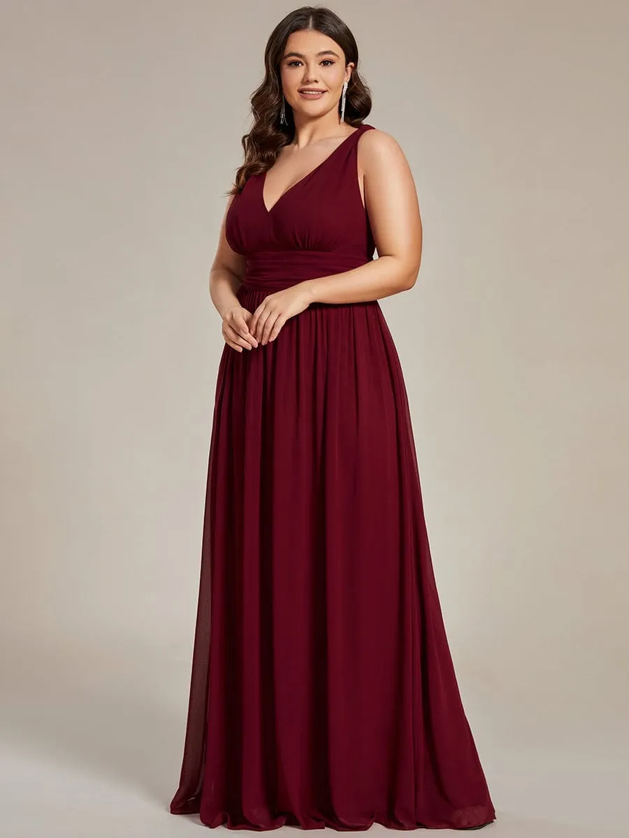 ever HUSH|Custom Size Chiffon Sleeveless V-Neck Maxi Bridesmaid Dress sold by Ever Pretty product image thumbnail 3