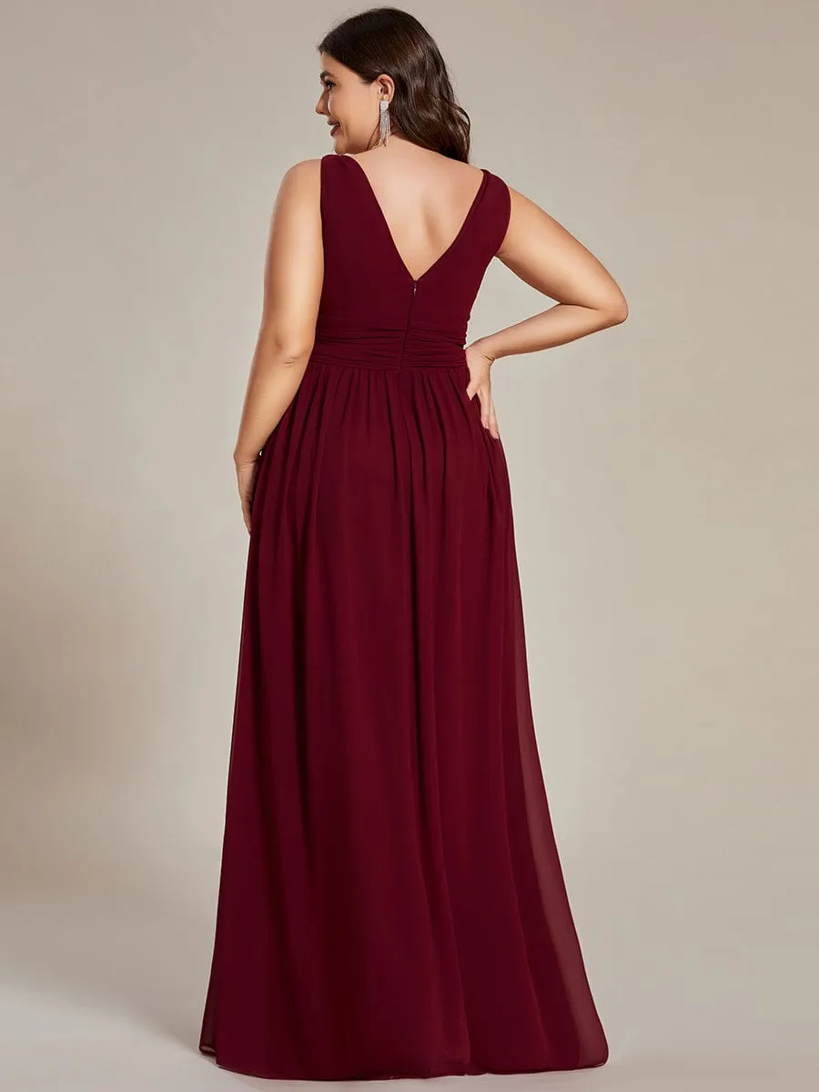 ever HUSH|Custom Size Chiffon Sleeveless V-Neck Maxi Bridesmaid Dress sold by Ever Pretty product image thumbnail 2
