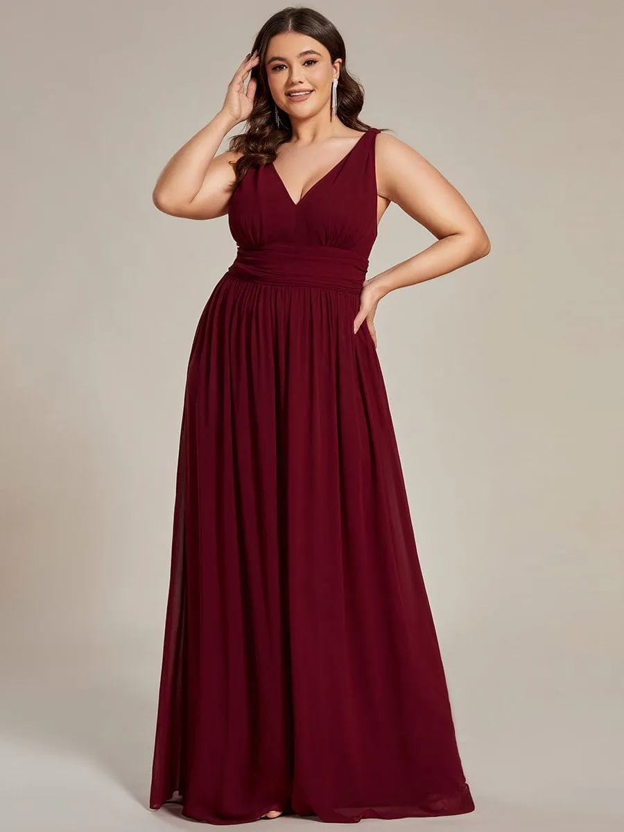 ever HUSH|Custom Size Chiffon Sleeveless V-Neck Maxi Bridesmaid Dress sold by Ever Pretty