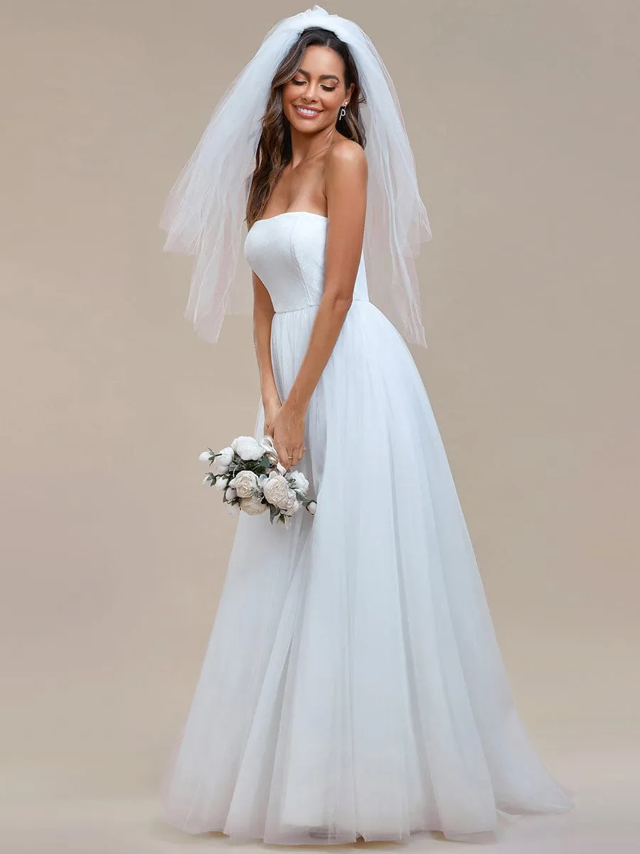 KYORA'S BRIDE|Romantic Back-laced Adjustable Strapless A-Line Tulle Wedding Dress sold by Ever Pretty