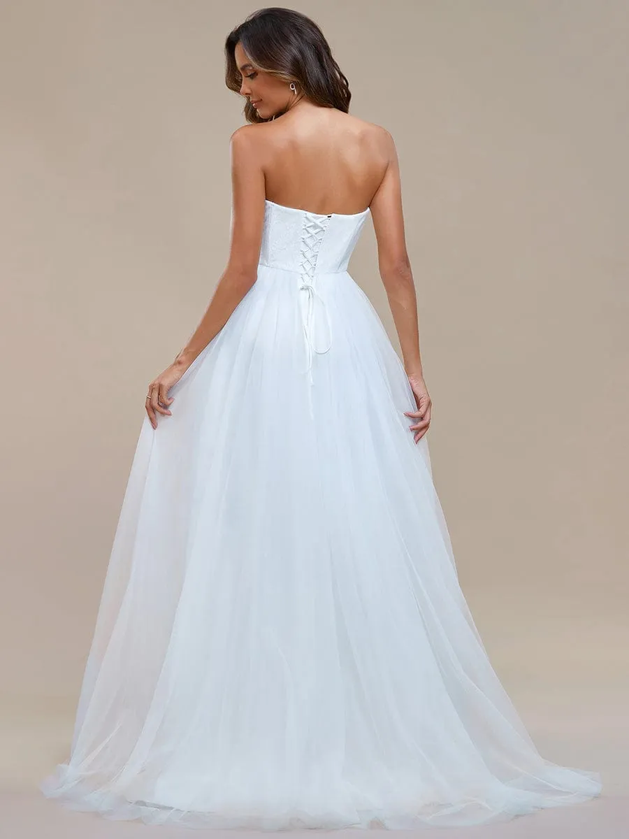 KYORA'S BRIDE|Romantic Back-laced Adjustable Strapless A-Line Tulle Wedding Dress sold by Ever Pretty product image thumbnail 2