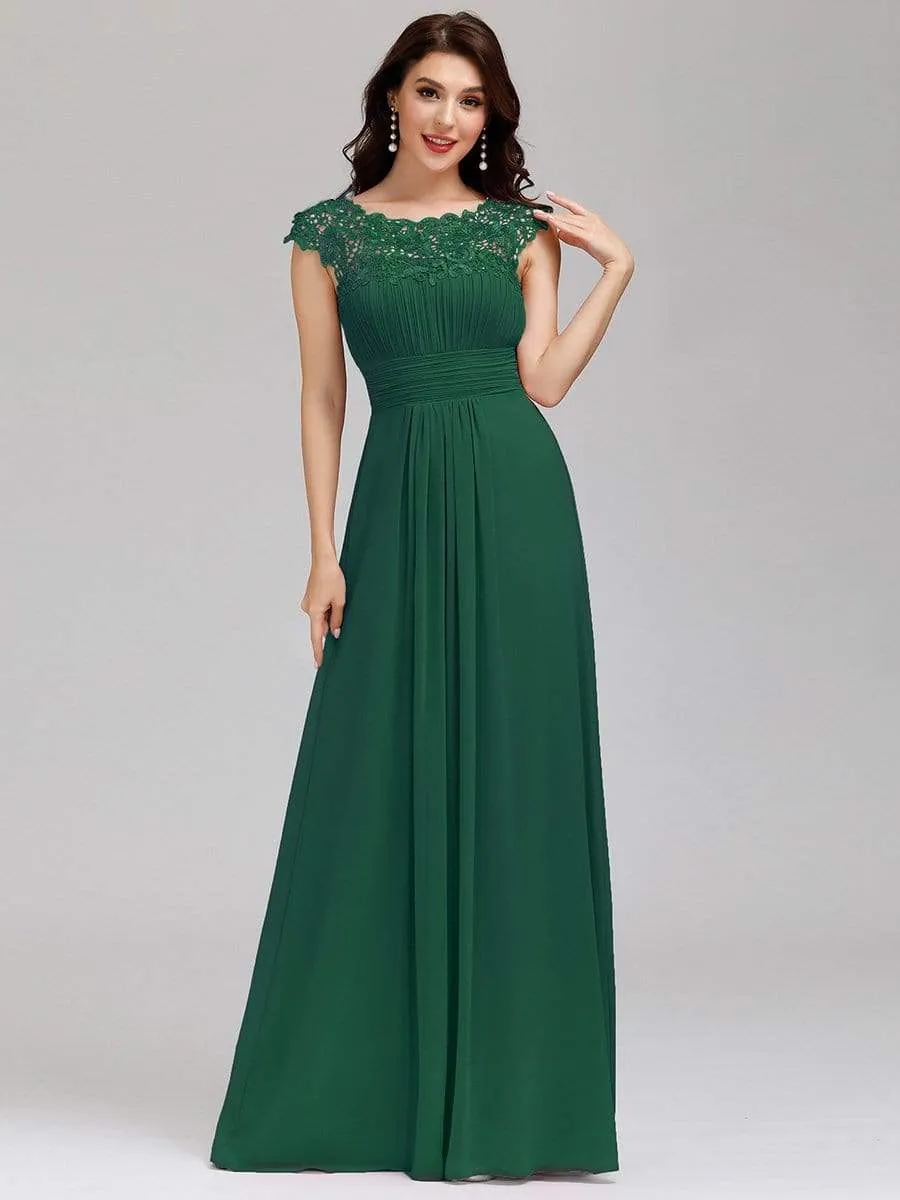 Elegant Lace Cap Sleeve Maxi Long Chiffon Bridesmaid Dress sold by Ever Pretty product image thumbnail 3