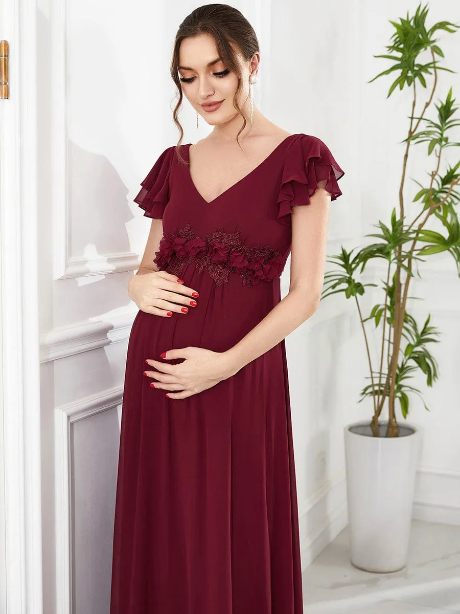 Chiffon Ruffled Short Sleeve Corsage A-Line Maternity Dress sold by Ever Pretty product image thumbnail 3