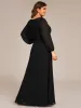 pretty TRU|Plus Size A-Line Pleated Long Lantern Sleeves Chiffon Formal Evening Dress sold by Ever Pretty