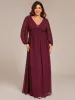 pretty TRU|Plus Size A-Line Pleated Long Lantern Sleeves Chiffon Formal Evening Dress sold by Ever Pretty