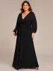 pretty TRU|Plus Size A-Line Pleated Long Lantern Sleeves Chiffon Formal Evening Dress sold by Ever Pretty