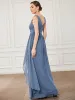 Chiffon Sleeveless Sequin Waist Layered Floor-Length Evening Dress sold by Ever Pretty