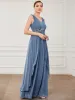Chiffon Sleeveless Sequin Waist Layered Floor-Length Evening Dress sold by Ever Pretty