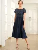 Sequin Short Sleeve Chiffon Midi Mother of the Bride Dress sold by Ever Pretty