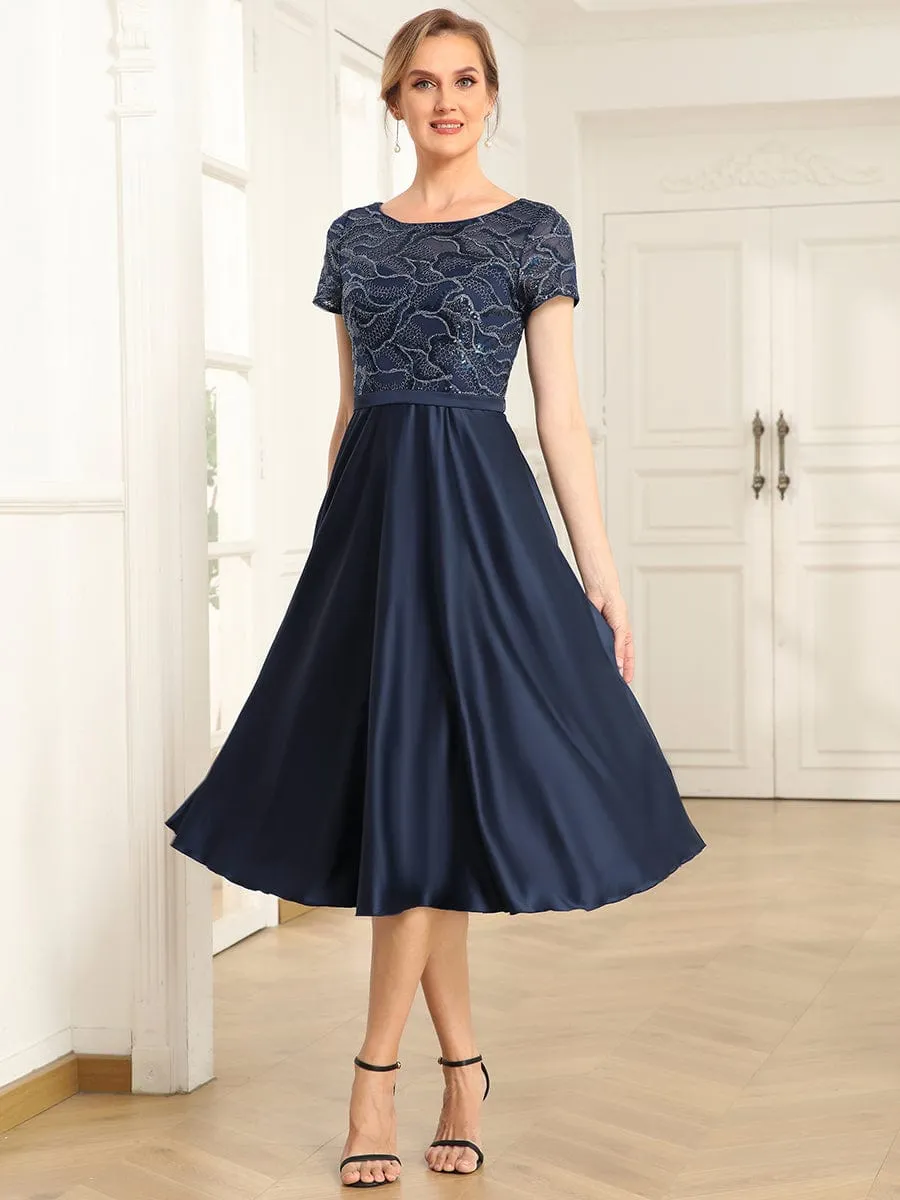 Sequin Short Sleeve Chiffon Midi Mother of the Bride Dress sold by Ever Pretty product image thumbnail 3