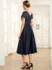Sequin Short Sleeve Chiffon Midi Mother of the Bride Dress sold by Ever Pretty