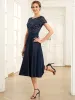 Sequin Short Sleeve Chiffon Midi Mother of the Bride Dress sold by Ever Pretty