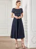 Sequin Short Sleeve Chiffon Midi Mother of the Bride Dress sold by Ever Pretty